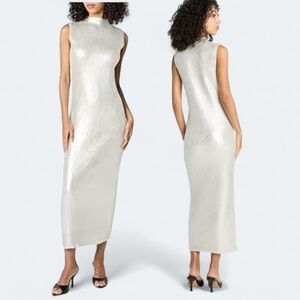 NWT The Drop Elegant Sleeveless Sweater Dress In Silver Size XL